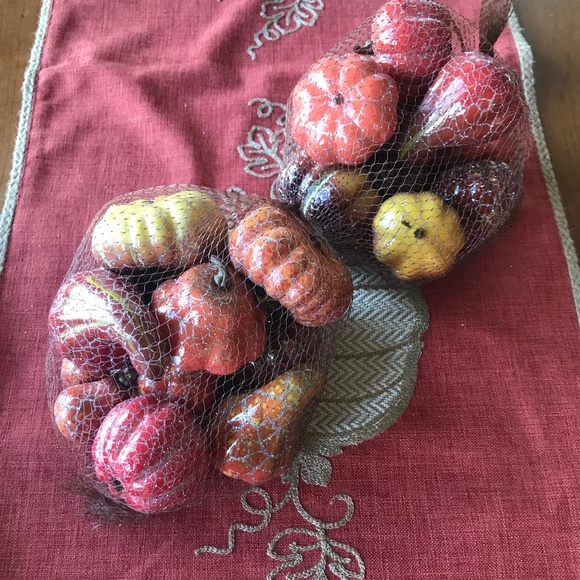 Set of 2 Metallic Fall Autumn Halloween Pumpkin and Gourd Bundle - Picture 1 of 5